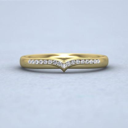 V Shape Round Diamond Channel Set Wedding Ring In 18ct Yellow Gold 2.25mm Wide