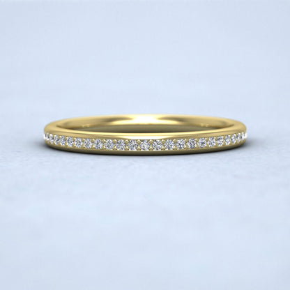 Full Bead Set 0.26ct Round Brilliant Cut Diamond 9ct Yellow Gold 2mm Ring