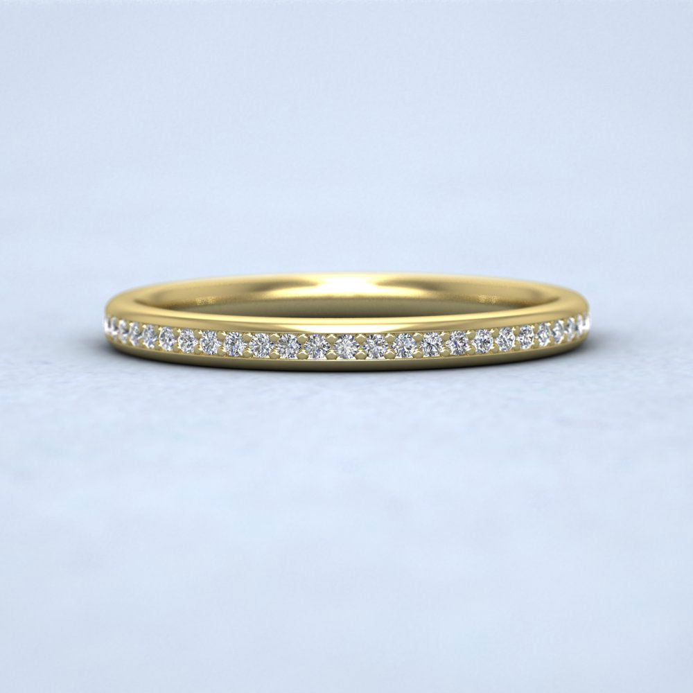 Half Bead Set 0.13ct Round Brilliant Cut Diamond 18ct Yellow Gold 2mm Wedding Ring
