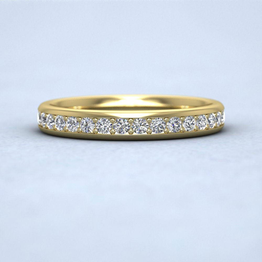 Half Bead Set 0.34ct Round Brilliant Cut Diamond 18ct Yellow Gold 3mm Ring