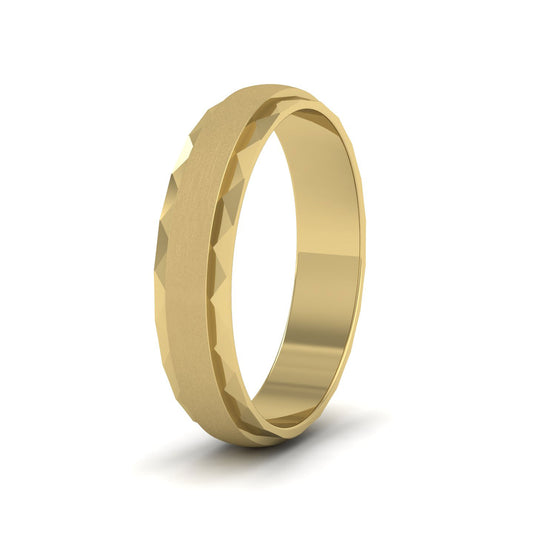 Flat Edge Facetted Cut Patterned And Matt Finish 22ct Yellow Gold 4mm Wedding Ring