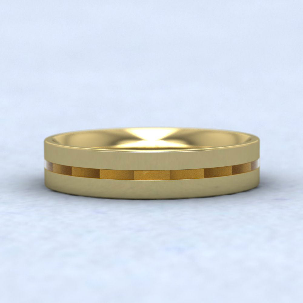 Translucent Gold Blue Enamelled Facet Line 18ct Yellow Gold 5mm Wedding Ring Down View