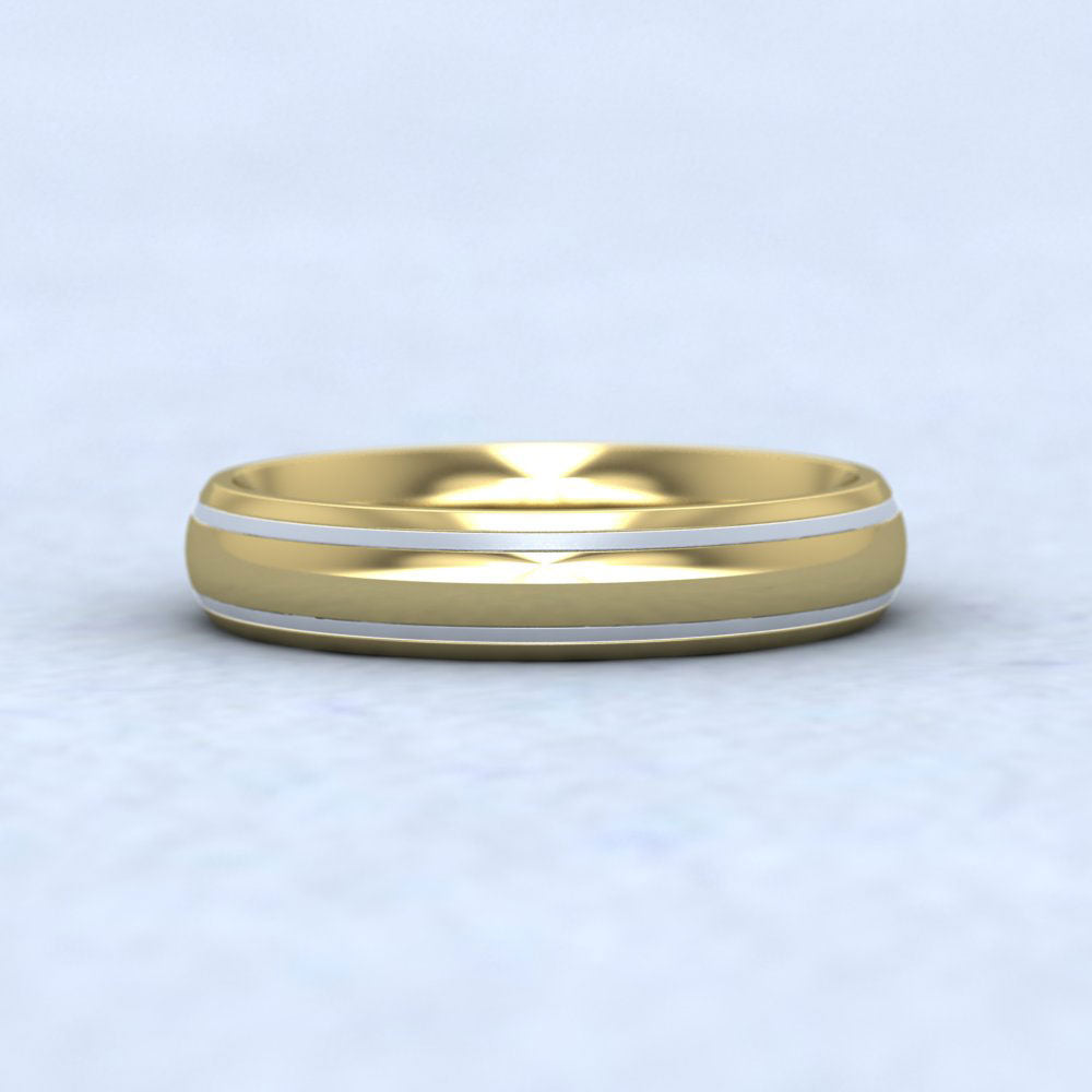 White Line Enamelled 18ct Yellow Gold 4mm Wedding Ring Down View