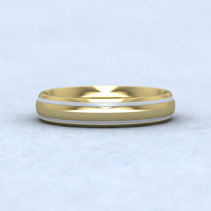 White Line Enamelled 18ct Yellow Gold 4mm Wedding Ring Down View