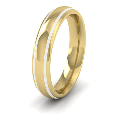 White Line Enamelled 18ct Yellow Gold 4mm Wedding Ring