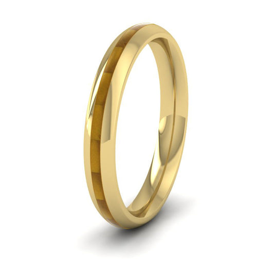 Translucent Gold Enamelled Facet Line 18ct Yellow Gold 3mm Wedding Ring