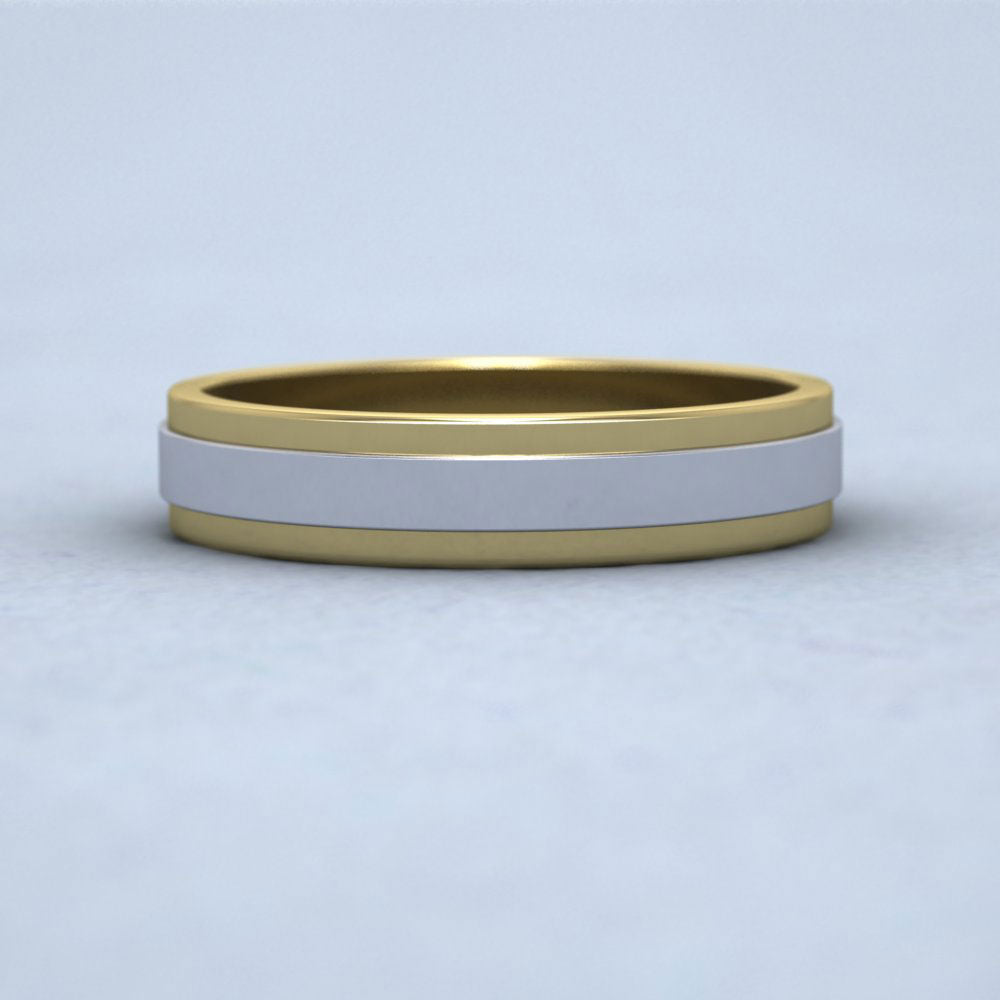 Two Colour Flat 9ct Yellow And White Gold 4mm Wedding Ring