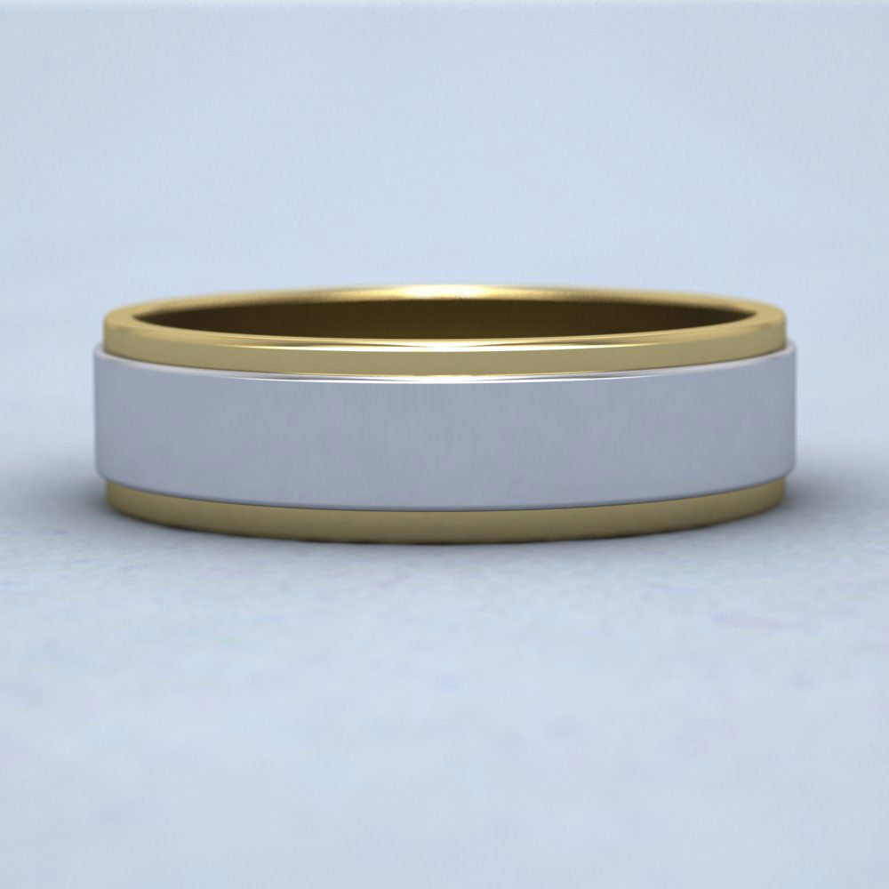Two Colour Flat 18ct Yellow And White Gold 6mm Wedding Ring