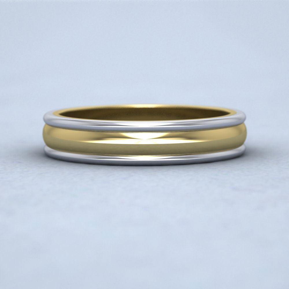 Two Colour Edged 14ct Yellow And White Gold 4mm Wedding Ring Down View