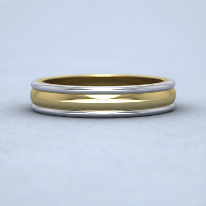 Two Colour Edged 14ct Yellow And White Gold 4mm Wedding Ring Down View