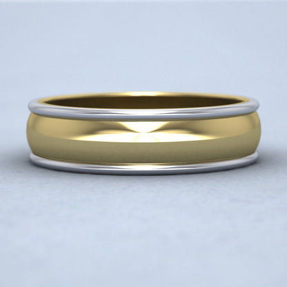 Two Colour Edged 9ct Yellow And White Gold 6mm Wedding Ring Down View