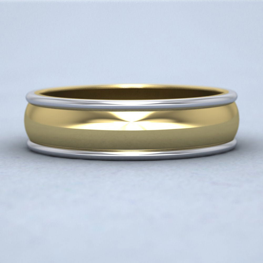 Two Colour Edged 18ct Yellow And White Gold 6mm Wedding Ring Down View