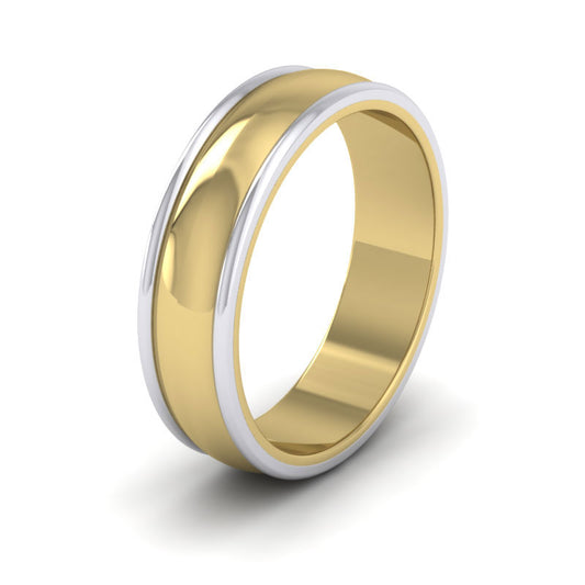 Two Colour Edged 9ct Yellow And White Gold 6mm Wedding Ring