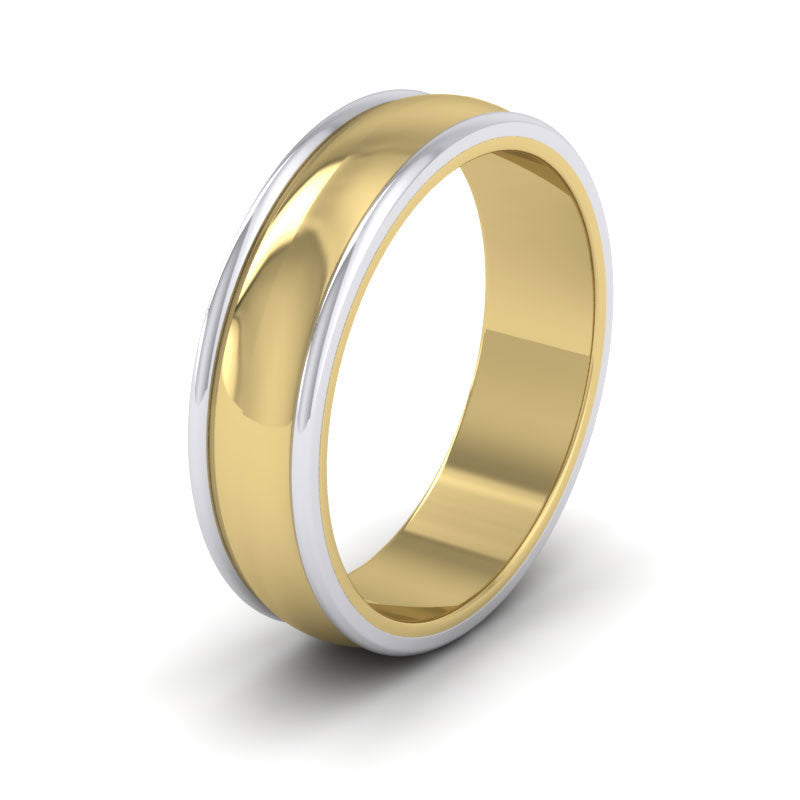 Two Colour Edged 14ct Yellow And White Gold 6mm Wedding Ring