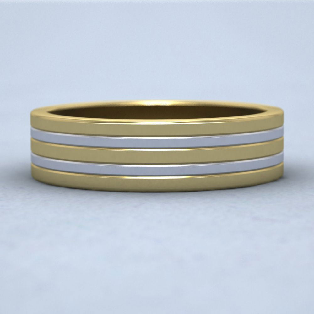 Five Band Two Colour 14ct Yellow And White Gold 6mm Wedding Ring