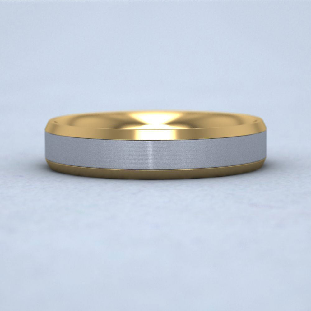 Bevelled Edge Two Colour Flat 14ct Yellow And White Gold 4mm Wedding Ring