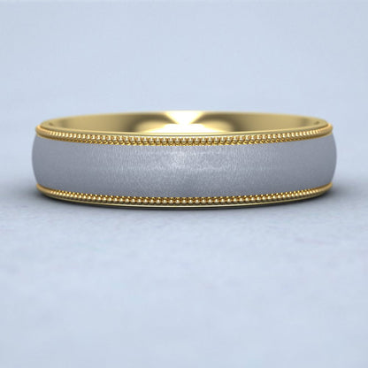 Two Colour 14ct Yellow And White Gold 5mm Millgrain Edge Wedding Ring