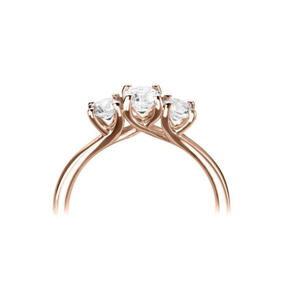 18ct Rose Gold Three Stone Four Claw Diamond Ring