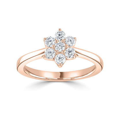 18ct Rose Gold Seven Stone Cluster Diamond Ring