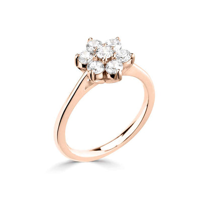 18ct Rose Gold Seven Stone Cluster Diamond Ring