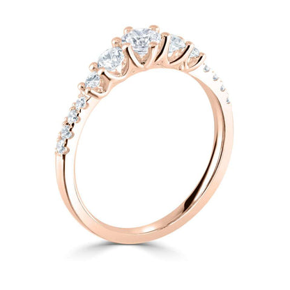 18ct Rose Gold Multi Stone Claw Set Diamond Ring