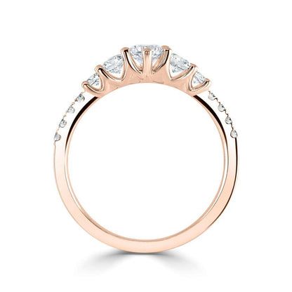 18ct Rose Gold Multi Stone Claw Set Diamond Ring