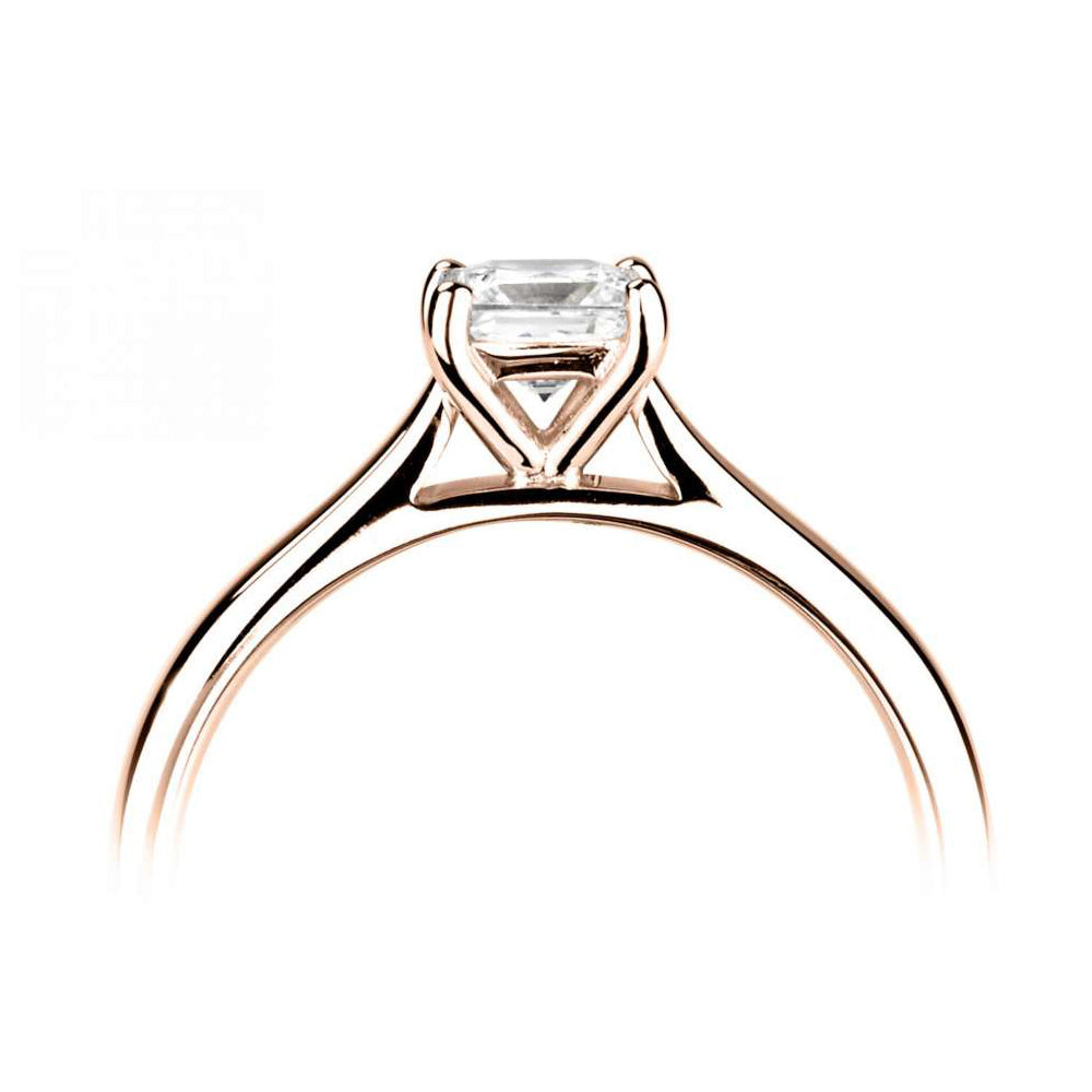 18ct Rose Gold Princess Cut Four Claw Diamond Ring