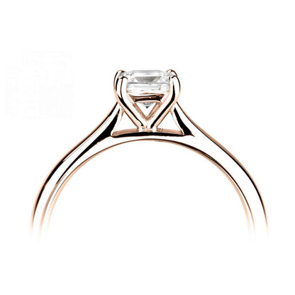 18ct Rose Gold Princess Cut Four Claw Diamond Ring