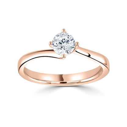 18ct Rose Gold Four Claw Solitaire Diamond Ring