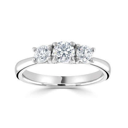 Platinum Three Stone Four Claw Diamond Ring