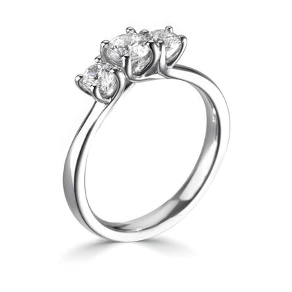 Platinum Three Stone Four Claw Diamond Ring