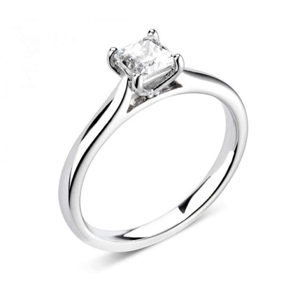 18ct White Gold Princess Cut Four Claw Solitaire Diamond Ring