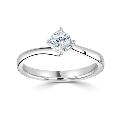 18ct White Gold Four Claw Solitaire Diamond Ring