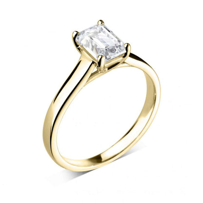 18ct Yellow Gold Emerald Cut Diamond Ring