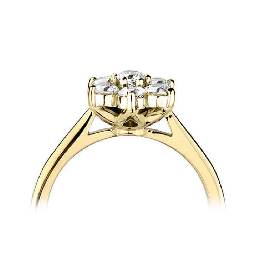 18ct Yellow Gold Seven Stone Claw Set Diamond Cluster Ring