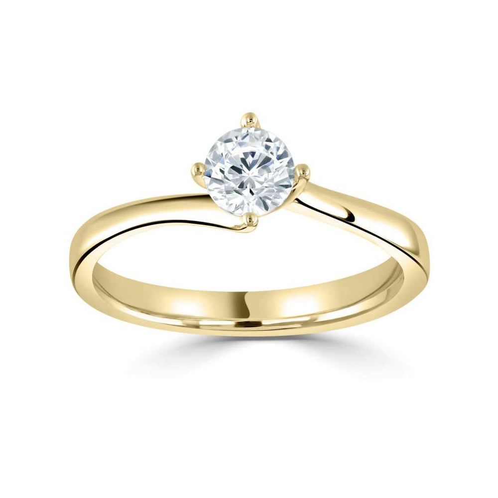 18ct Yellow Gold Four Claw Solitaire Diamond Ring