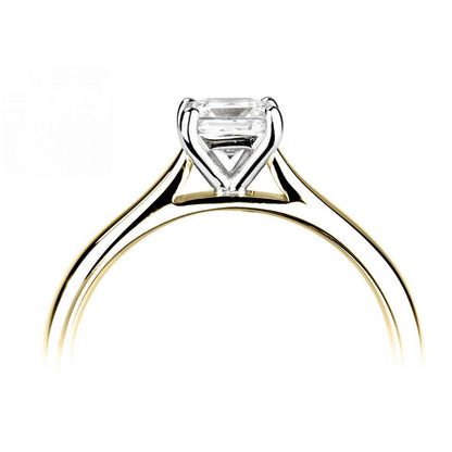 18ct Yellow Gold And Platinum Square Princess Cut Four Claw Diamond Ring