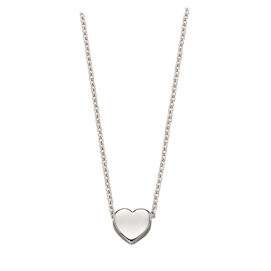 9ct White Gold Fixed Heart Necklace