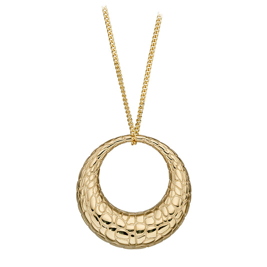 9ct Yellow Gold Circle Pendant With A Textured Finish