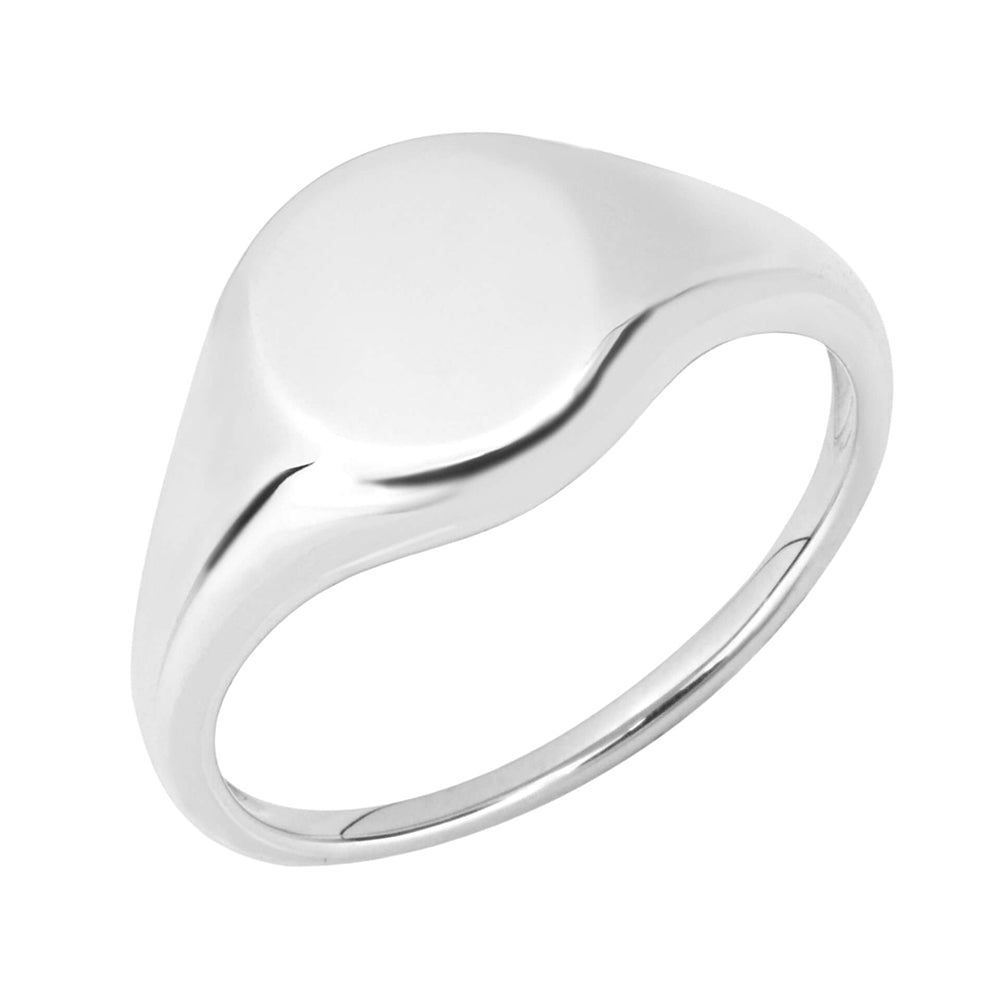 9ct White Gold Plain Signet Ring