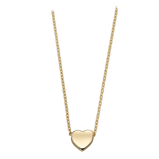 9ct Yellow gold Fixed Heart Necklace