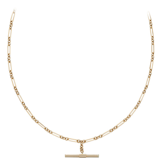 9ct Yellow Gold Fixed T Bar Chain Necklace