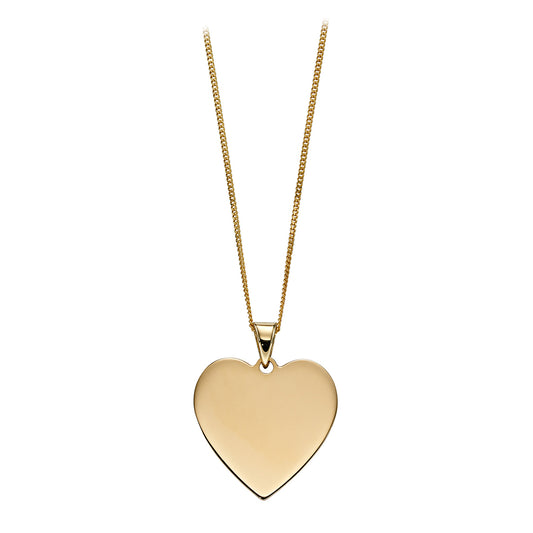 9ct Yellow Gold Flat Heart Pendant