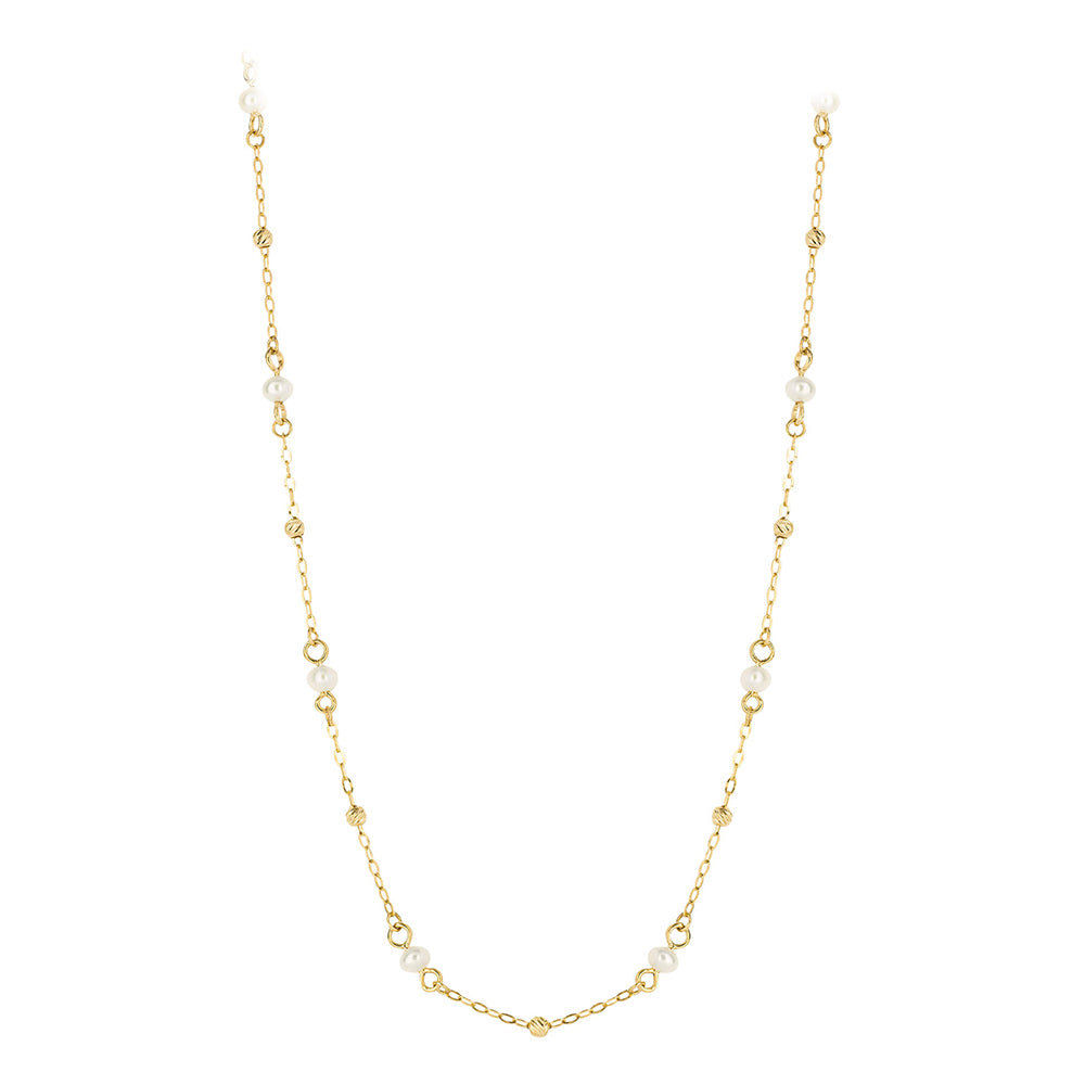 9ct Yellow Gold Pearl Set Delicate Chain Necklace