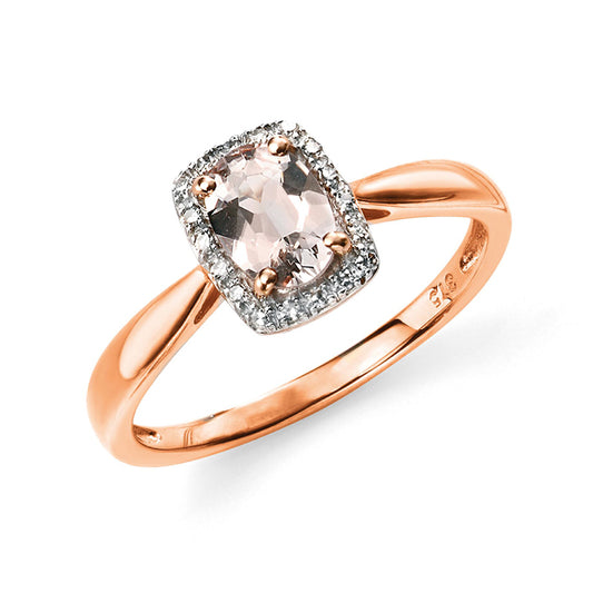 9ct Rose Gold Dress Ring Set With Diamond And Morganite