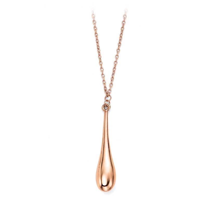 9ct Rose Gold Fixed Teardrop Necklace