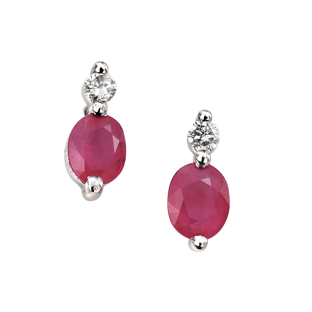 9ct White Gold Ruby And Diamond Earrings