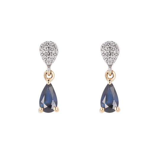 9ct Yellow Gold Sapphire And Diamond Set Earrings