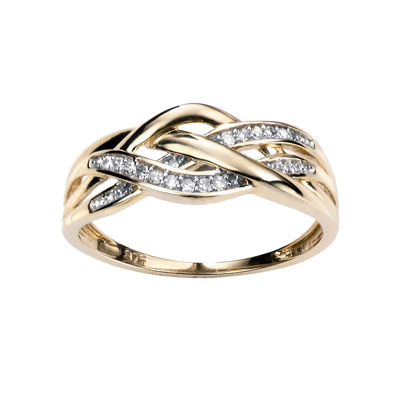9ct Yellow Gold Diamond Set Twist Dress Ring