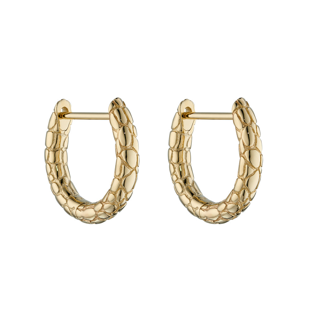 9ct Yellow Gold Patterned Cuff Earrings